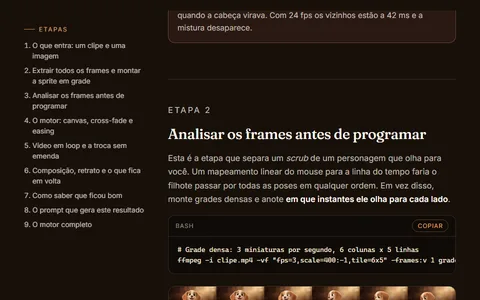 Etapa 2: a grade de olhares e a tabela de instantes