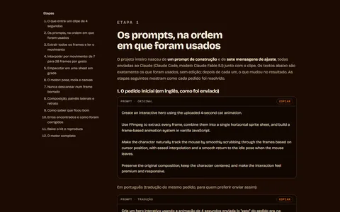 Etapa 1: os prompts, na ordem em que foram usados